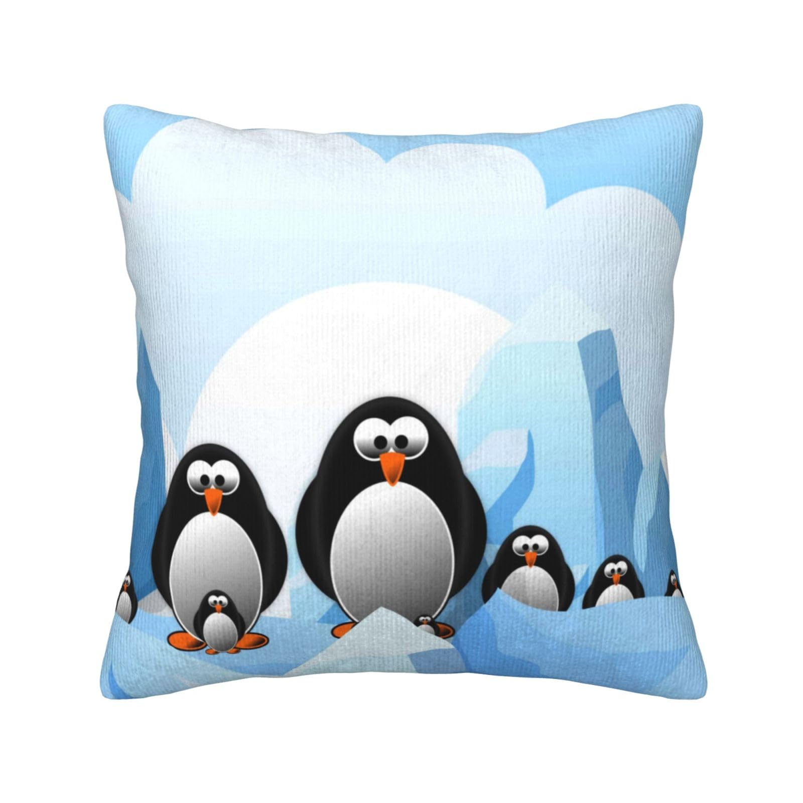 Housse coussin velours pingouin antarctique salon et chambre