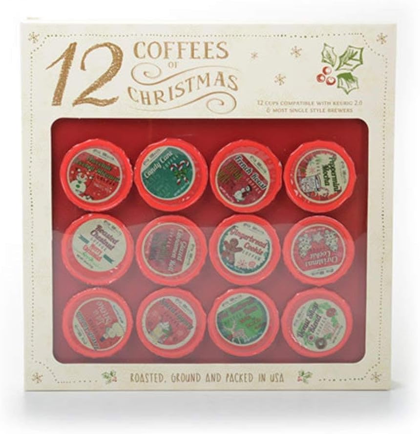 12 Coffees of Christmas Holiday Gift Set K-Cups - Includes 12 Flavors