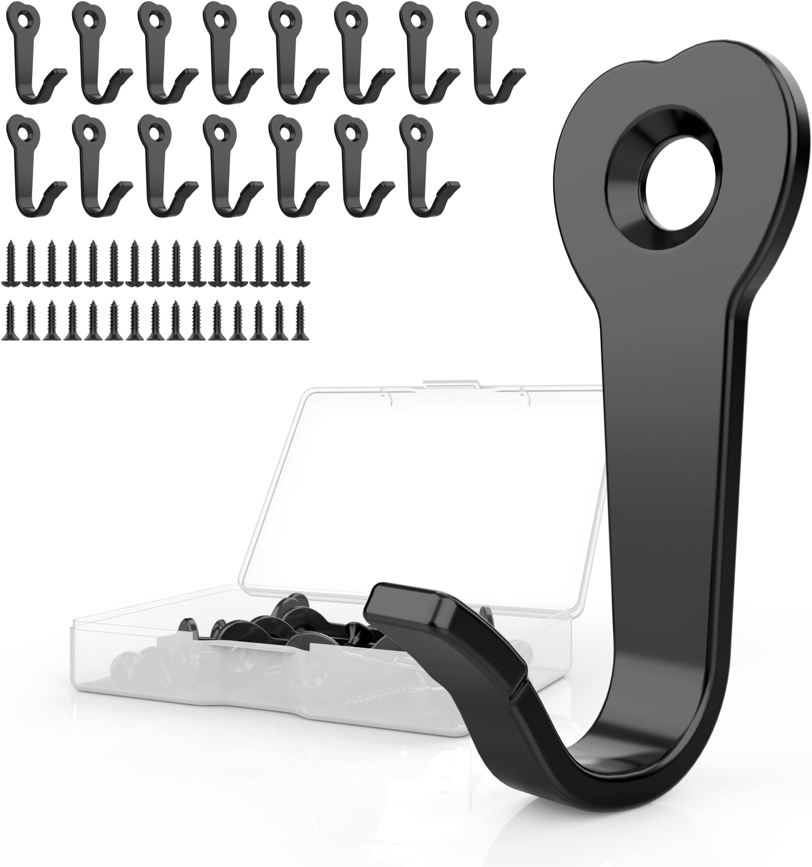 15Pack Heavy Duty Iron Wall Coat Hooks | Mug Hooks with 30 Screws for Towel, Key, Robe, Coats, Scarf, Bag, Coffee Cup, Mugs, Cap