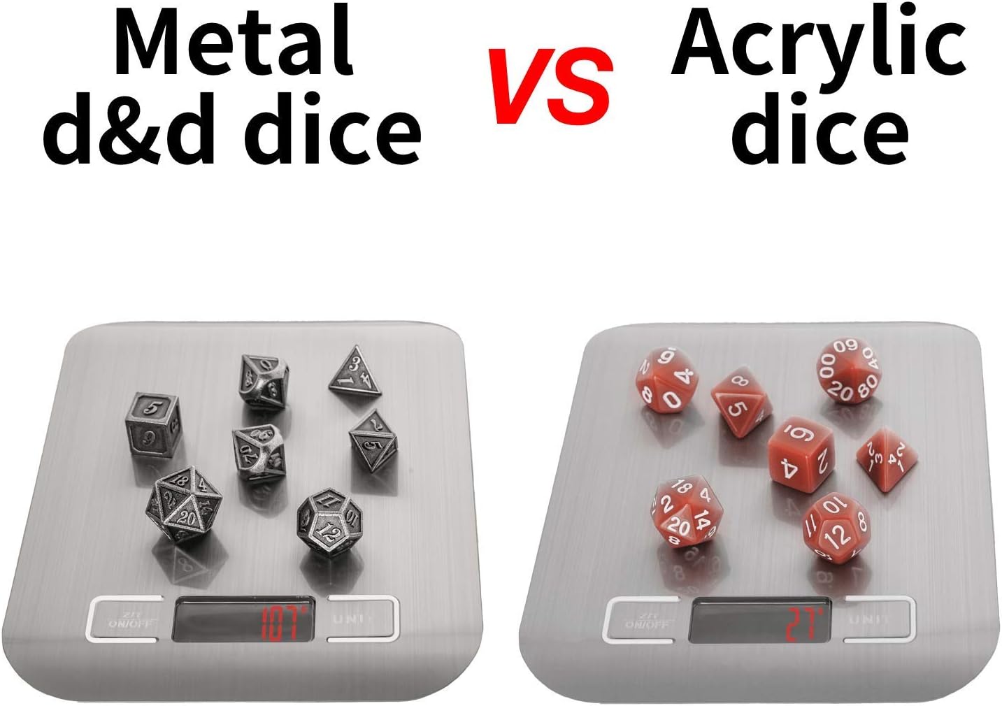 Metal dice Set d&d for RPG Game Dungeons and Dragons with dice Bag Including DND polyhedral dice D20 D12 D10 D8 D6 D4.?