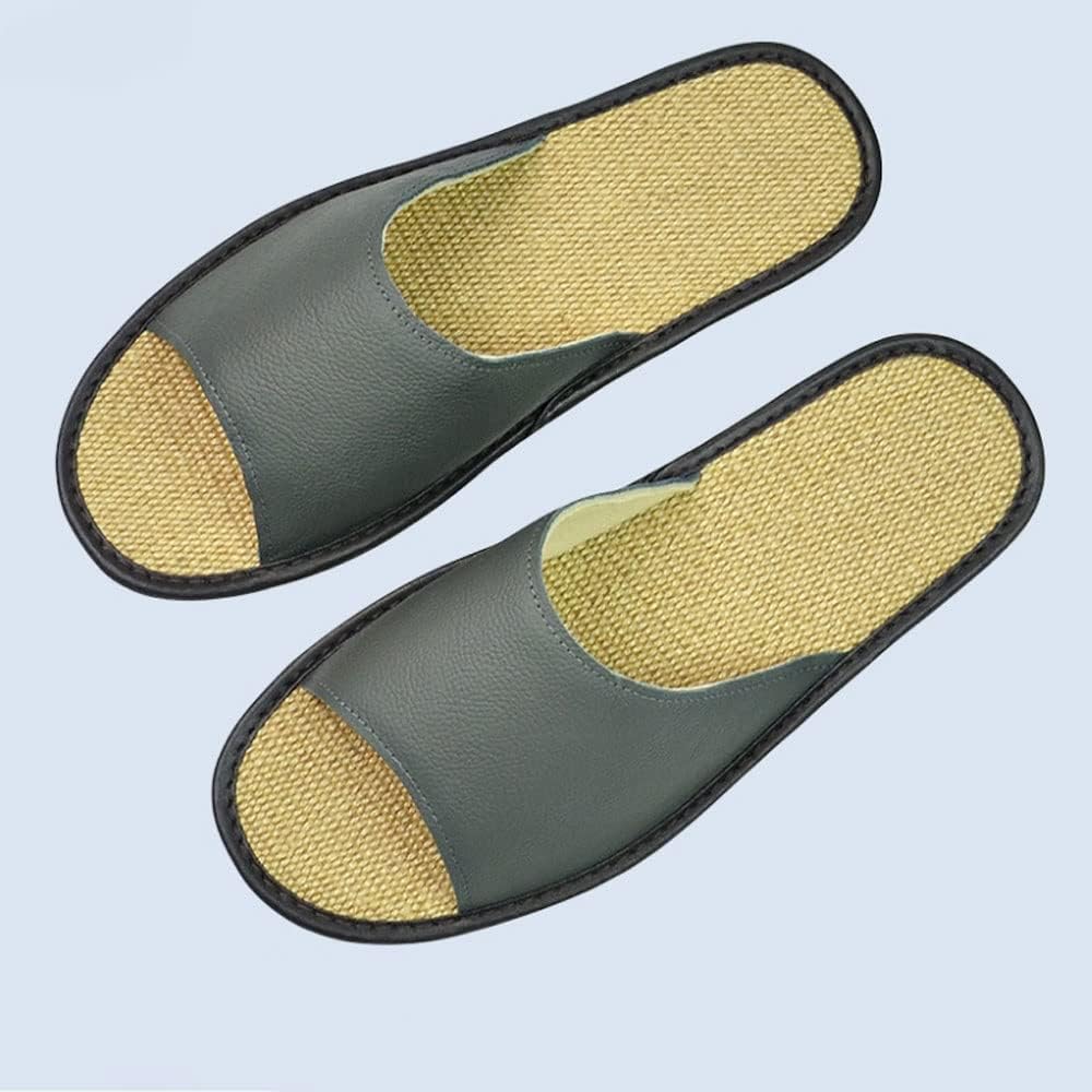Slippers No Slip Indoor Slippers Open Toe Indoor Leather Slippers Home Spring Mute Non-Slip Bedroom Slippers (Color : D, Size : 34-35)
