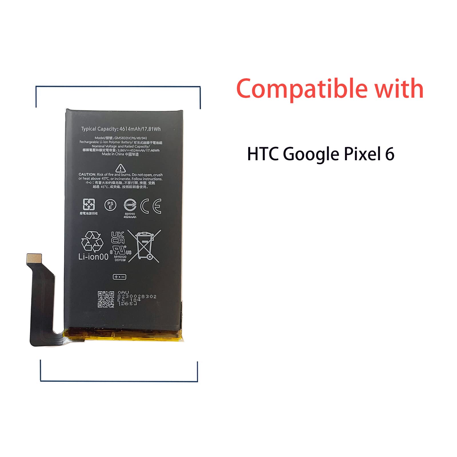 GMSB3 ersatz akku Kompatibel mit HTC Google Pixel 6 GB7N6 G9S9B16 GMSB3 mit Free Toolkit