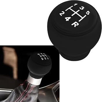 Gear Shift Cover 5 Speed Shift Knob Cover Silicone Shifter Knobs Protector, Universa Car Gear Shifter Knobs Covers Anti-Slip Black Shifter Transmission Protective Covers5-Speed Right