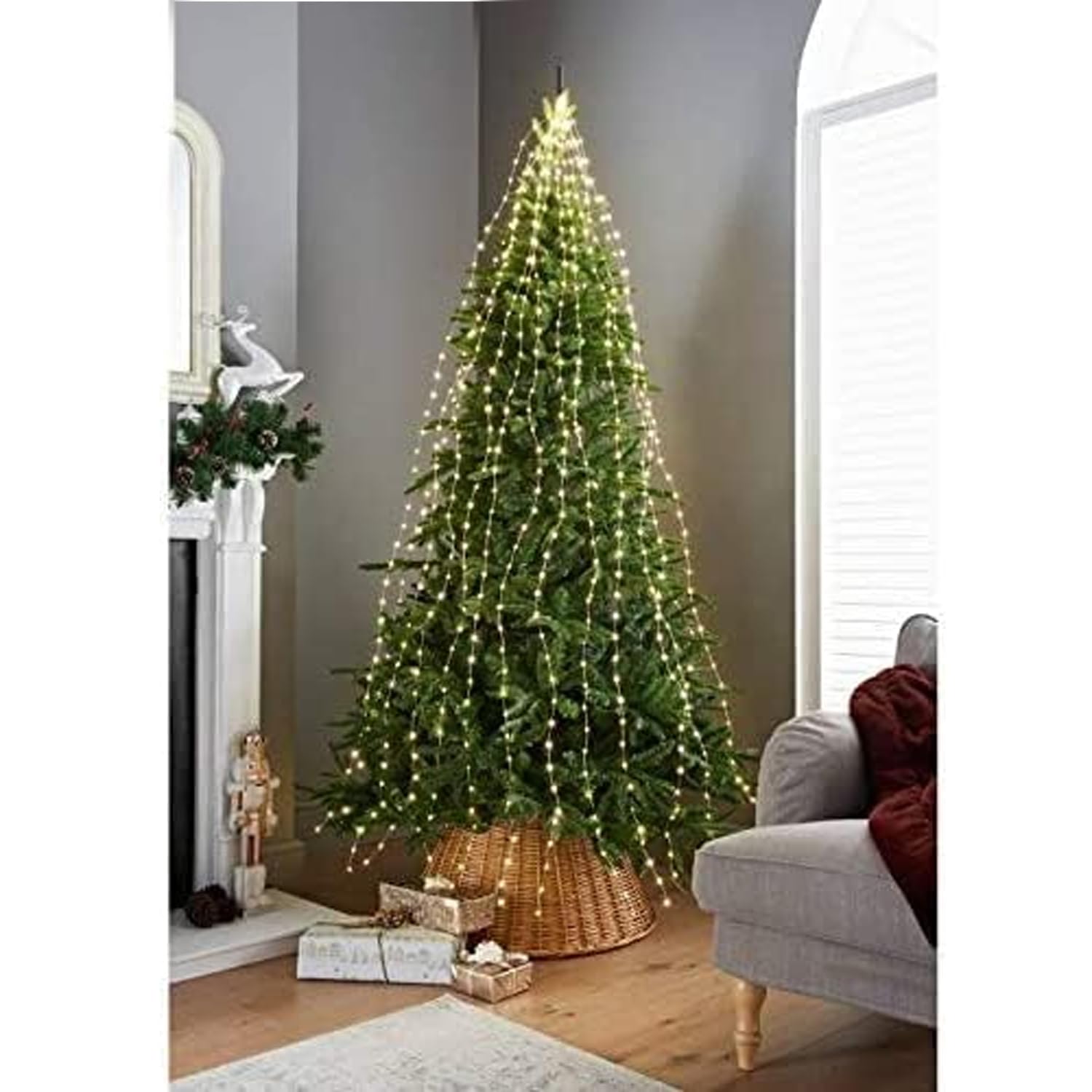 YORKSHIRE HOMEWARE 672 LED Christmas tree Lights | Sparkle Cascading Micro Tree Lights | Xmas Decorations Indoor Outdoor | Home Garden Indoor Xmas Lighting Ornament Fairy Lights (Warm White)
