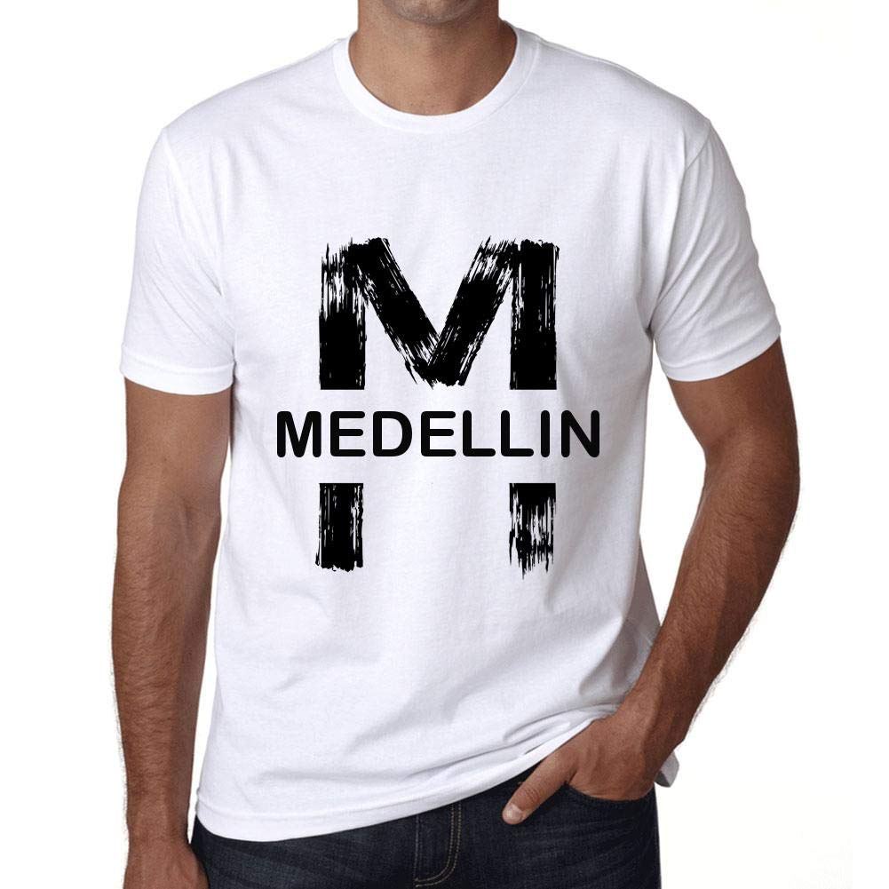 Ultrabasic Men's White Graphic T-Shirt Medellin Eco-Friendly Limited Edition Short Sleeve Tee-Shirt Vintage Birthday Gift Novelty S