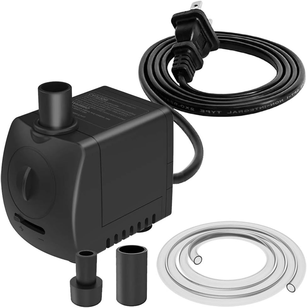 Zoronk Fountain Pump Dry Burnning Protection&Ultra Quiet Design with 1.6ft Tubing150GPH for Aquarium, Fish Tank Fountain, Powerful…
