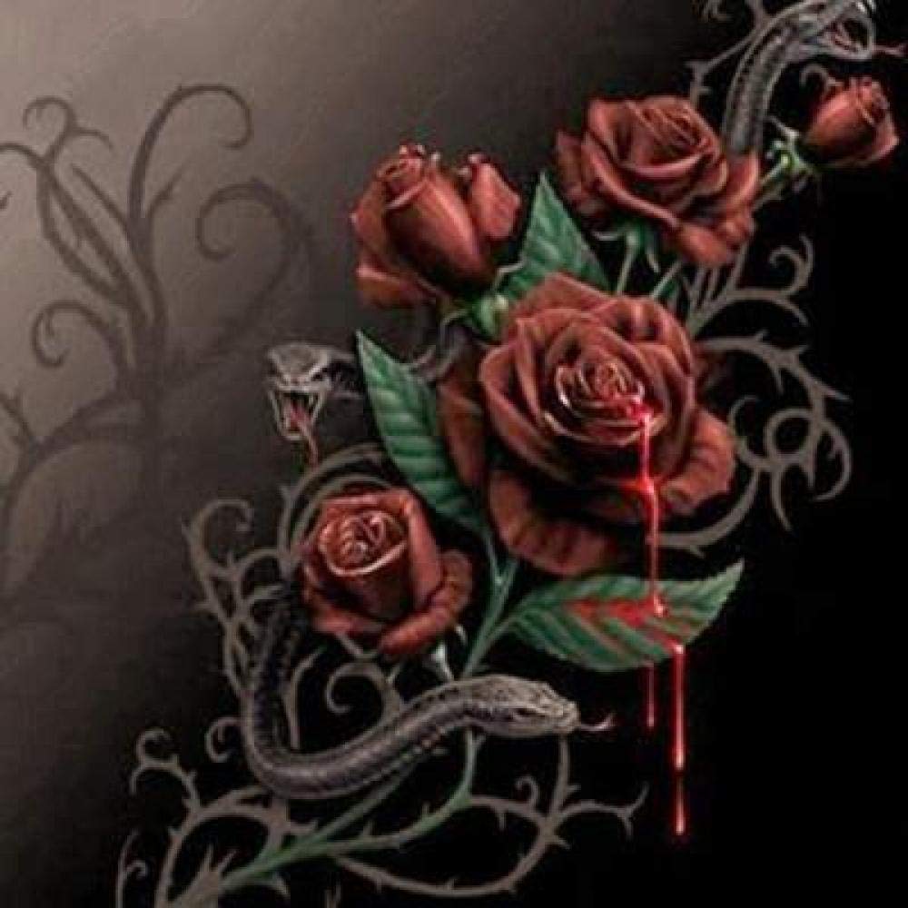 Broderie diamant 5D gothique rose et sang toile carrée 50x50 cm