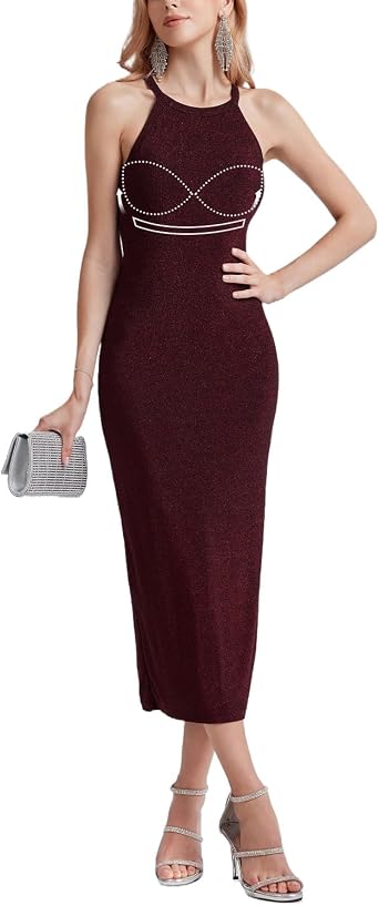 ANYFITTING Womens Built in Bra Bodycon Sparkly Holidady Formal Dresses for Date Night