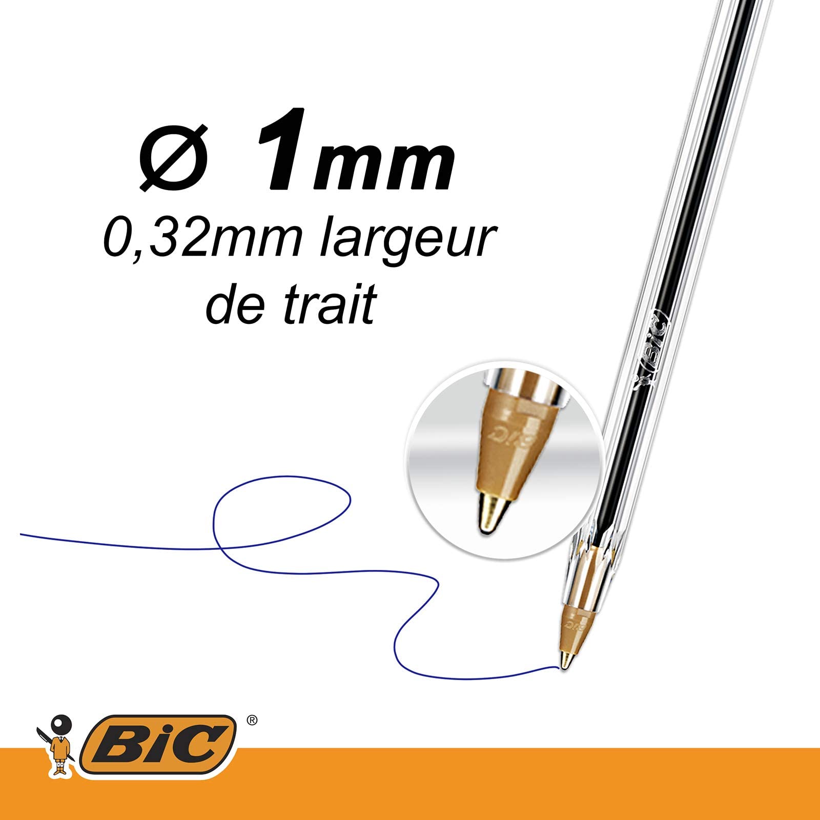 BIC Ecriture Marking Onyx 1481 Marqueurs Permanents à Pointe Moyenne Biseautée - Couleur Noire & Cristal Original Stylos-Bille (Pointe Moyenne (1 mm) / Parfait pour l'Ecole et au Bureau)
