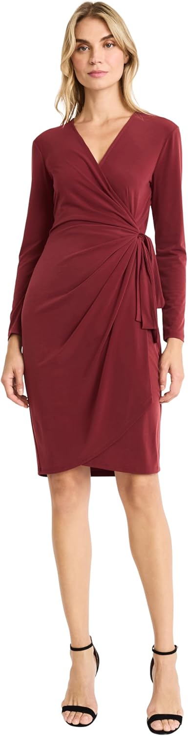Maggy London Women's Long Sleeve Wrap Dress