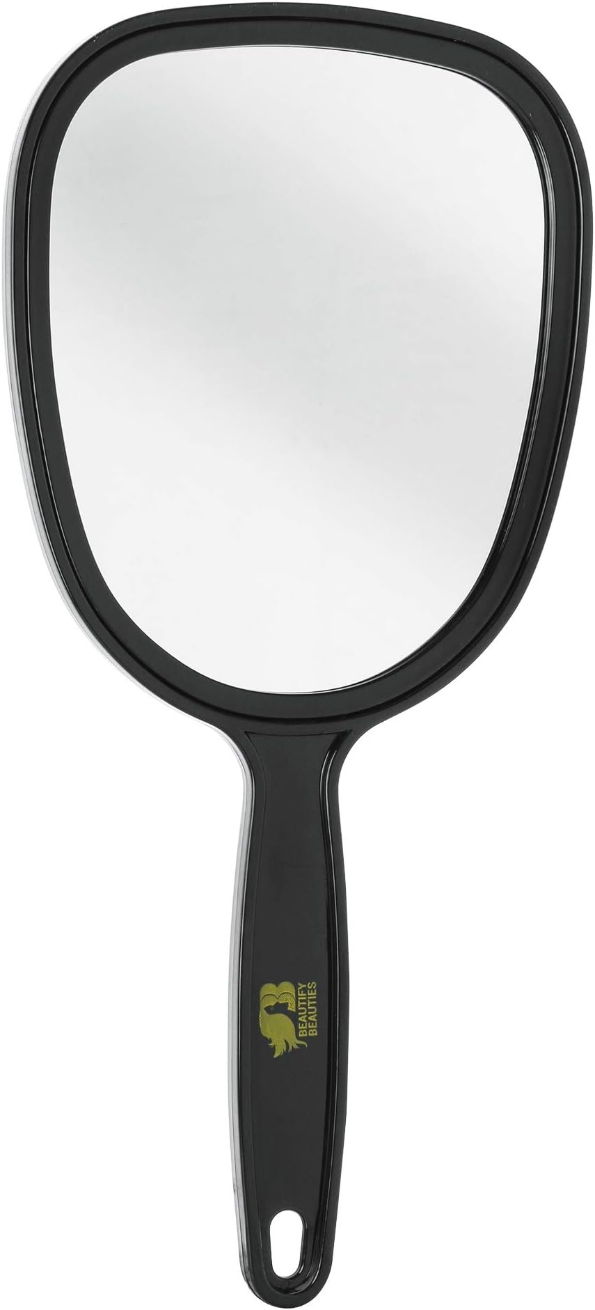 BeautifyBeauties Handheld Hand Mirror (5 x 11 Inches) for Salon, Barbershops, Self Haircut, Hairdressing & Makeup –Vanity Cosmetic Travel Mirror with Handle - Portable & Compact - Black