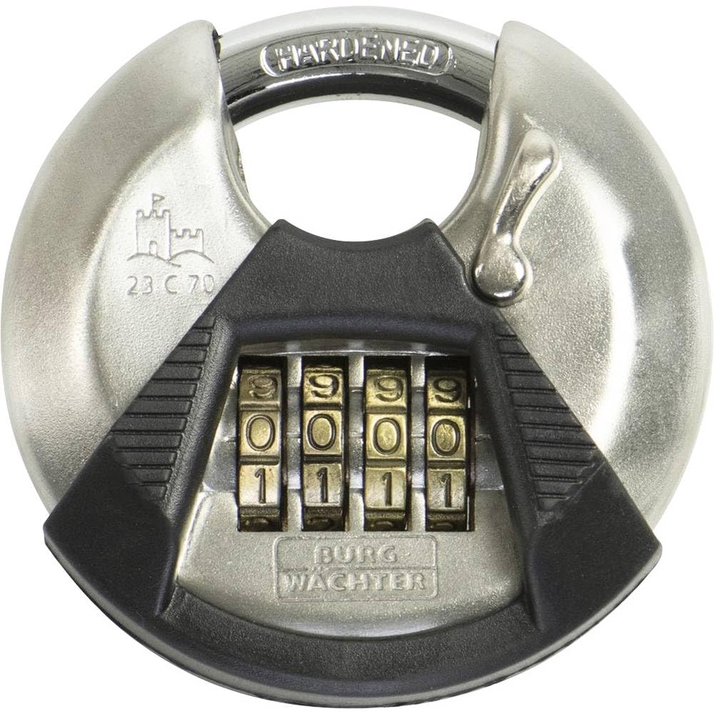 Burg Wächter zamek okrągły, kłódka z kodem numerycznym, grubość szekli 10 mm, korpus ze stali nierdzewnej, ochrona przed zaciskiem, okrąg 23 C 70, 39901