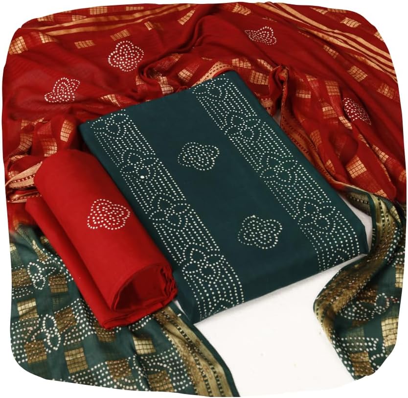 EXONIC Women's Rajasthani Jaipuri Cotton Battik Print Hand Batik Ethnic Daily Festival Office Suits Set Dress Material