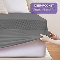 Vista 4 de Cubrecolchón de espuma viscoelástica individual de 3 pulgadas, cubrecolchón de espuma ventilada con funda de refrigeración, protector de colchón