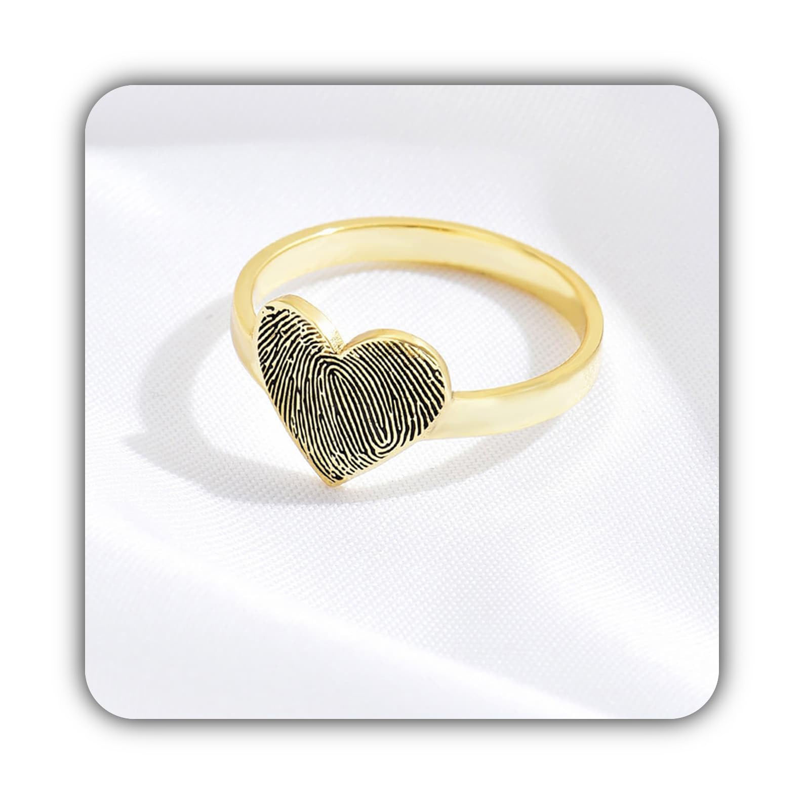 Joyería de la huella personalizada plata de ley 925 a medida corazón huella dactilar anillo recuerdo a medida anillo recuerdo para abuela hecho a mano Día de la Madre