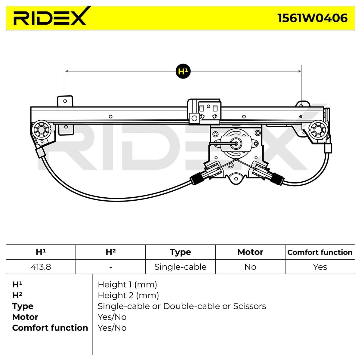 RIDEX 1561W0406 Elevalunas eléctrico Izquierda Compatible con OPEL Meriva A Monospace X03