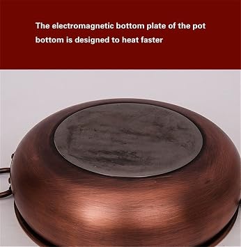 cooking pot Copper hot Induction cooker gas copper soup Thickened retro Pure copper manual pot kitchen cookware pots nonstick pan (Size : 13in/32cm)