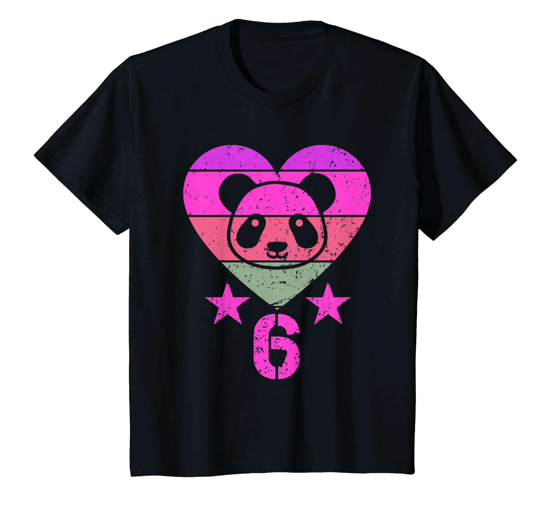 Kids Panda Birthday 6 Year Old Boy Girl Panda 6th Birthday T-Shirt