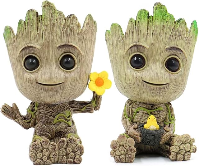 SLOCME Planter Groot Flower Pot - Guardians of The Galaxy Groot for Pen HolderDesk OrnamentPlants Pot with Drainage Hole (2 Pack)