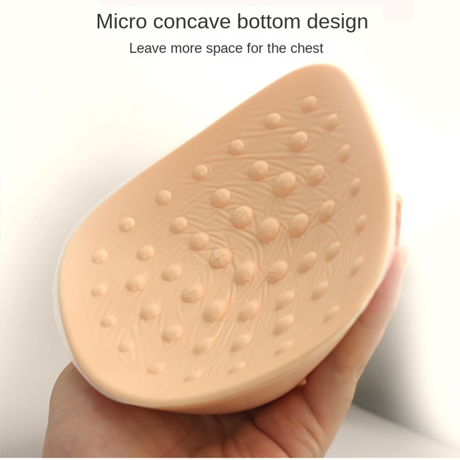 Triangle Lightweight Breast Implant Bra Silicone Fake Breast Bra Padding Fake Boob Bra Insert Make Up Slight Push Up Breast Pad Breathable Bust Enhancer 190g Beige