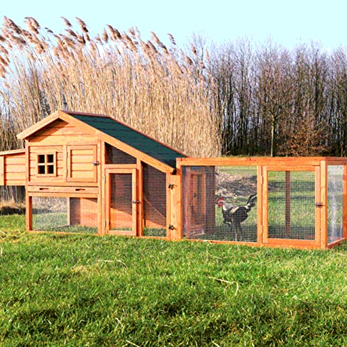 TRIXIE Outdoor Run with Cover, Chicken Cage, Chicken Backyard, Playground, Brown, 45.25 x 26.75 x 27.75 inches - Thumbnail 2