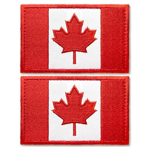 Patchs brodés drapeau du Canada Anley Tactical (paquet de 2) - 2 "x 3" Uniforme militaire du drapeau canadien à coudre sur un emblème