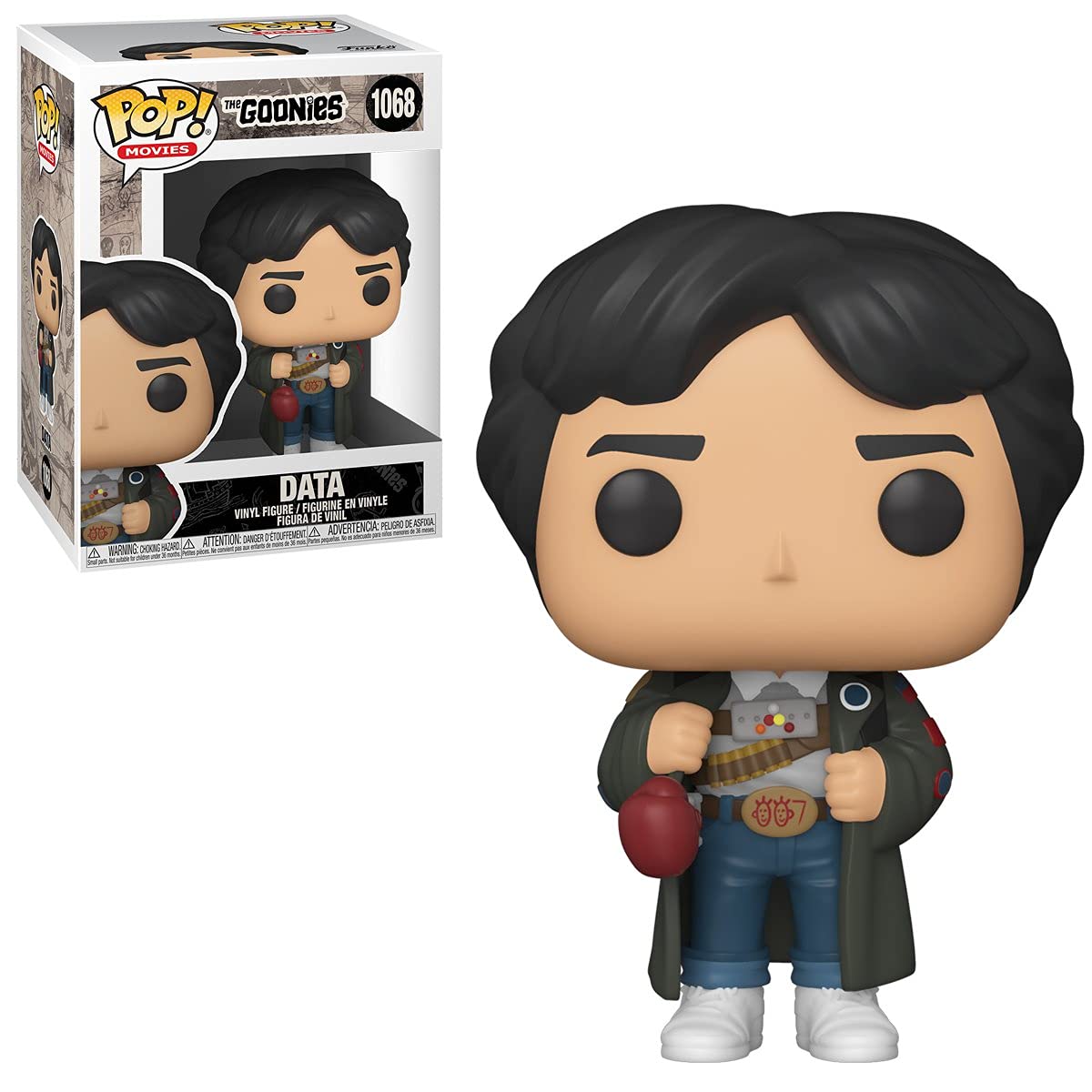 Pop The Goonies - Figura de vinilo con texto en inglés "Data with Glove Punch Funko Pop!", incluye funda protectora compatible con caja pop, multicolor, 3.75 pulgadas