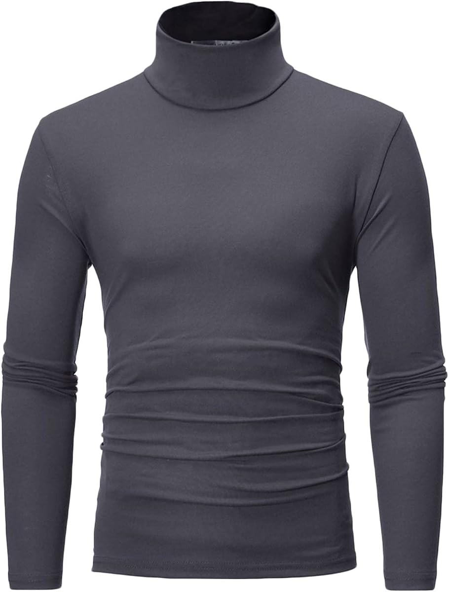 Mens T Shirts Casual Stylish Loose Fit Long Sleeve Turtleneck Warm Sweater Soft Comfy Stretch Pullover Sweater
