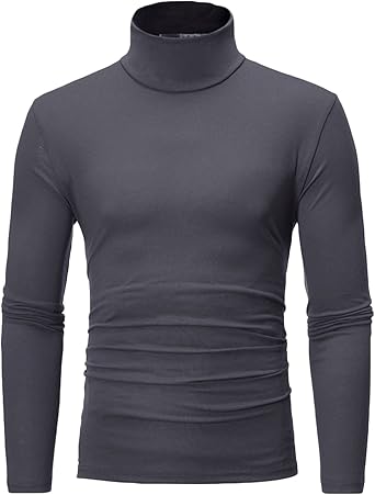 Mens T Shirts Casual Stylish Loose Fit Long Sleeve Turtleneck Warm Sweater Soft Comfy Stretch Pullover Sweater