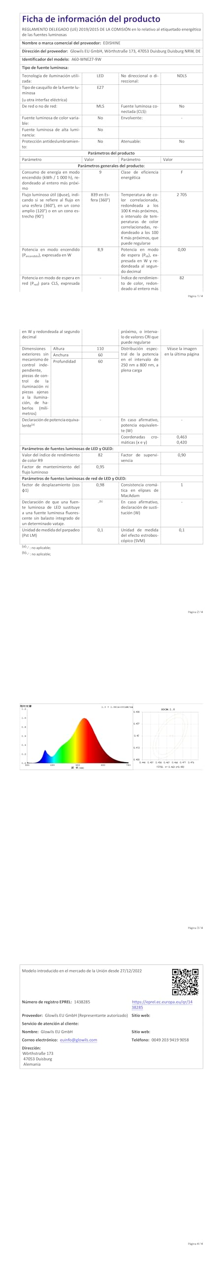 EDISHINE Lámpara de Pie LED Salón, con Estante & Pantalla de Lino, Negro | 2700K Blanco Cálido, Estructura Metálica con Almohadillas Antideslizantes, 169,5 cm de Altura para Dormitorio, Oficina