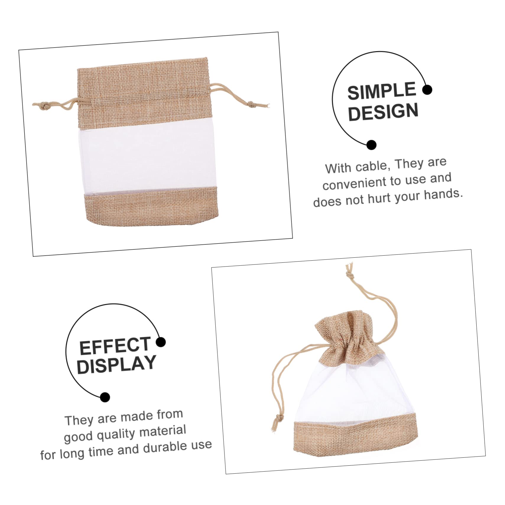OATIPHO 3 Set Tasca Con Coulisse in Iuta Mussola Per Vacanza Natale Buste Juta Bustine Sacchi Sacchetto Di Caramelle Sacchetti Di Caramelle Biancheria 10 Pezzi * 3