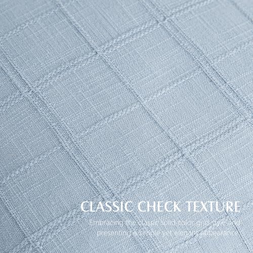 Image of Foindtower Set of 1 Decorative Linen Check Throw Pillow Cover Neutral Farmhouse Vintage Cushion Cover Modern Boho Accent Home Decor for Sofa Chair Couch Bedroom Living Room,20x20 Inch,Sky Blue