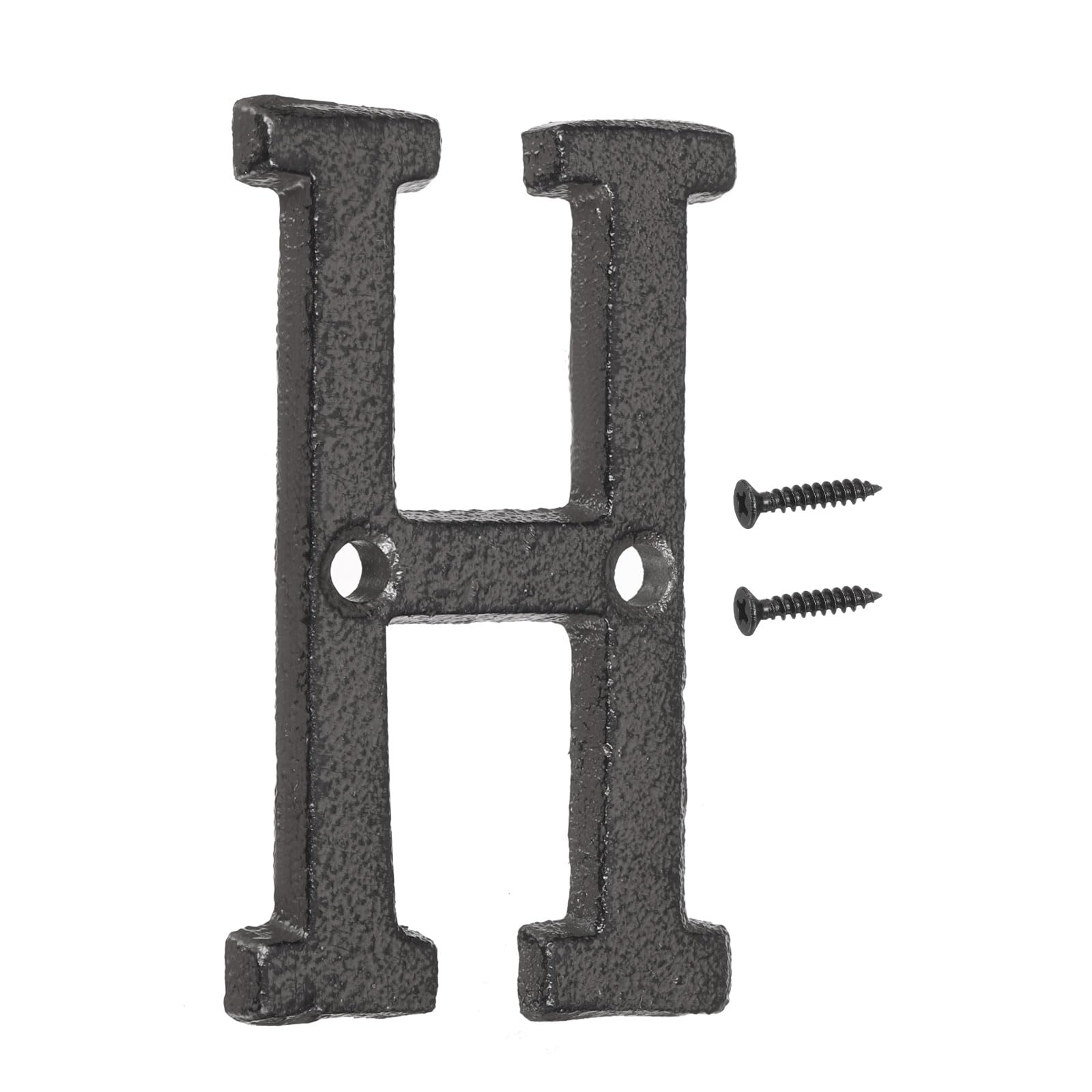 sourcing map House Numbers and Letters, 75mm Cast Iron Metal Vintage Address Letters for Outside, Solid House Number with Screws for Apartment Office Hotel Room Signs(Letter H) โ image 1