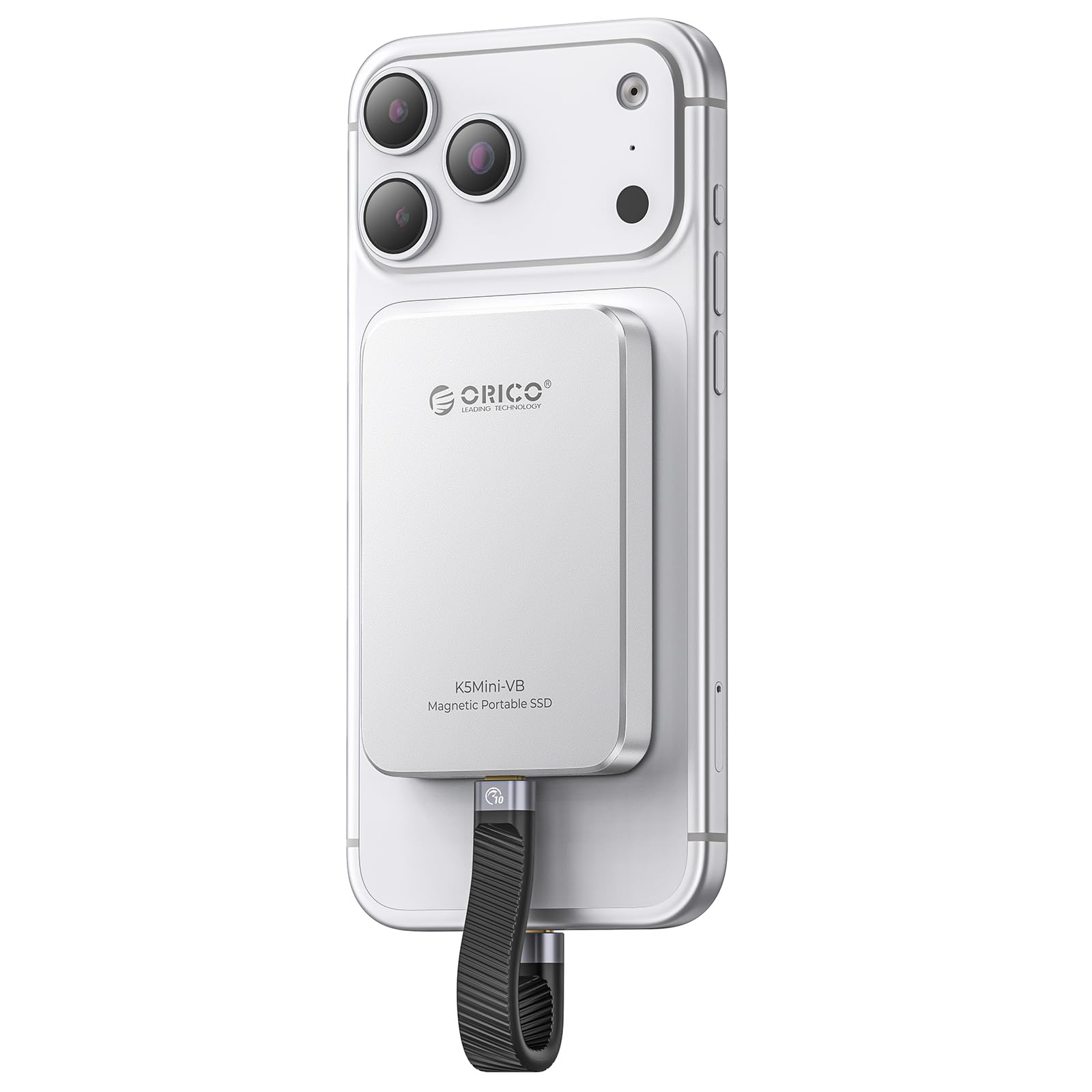 ORICO 1TB 外付けSSD マグネット式 iPhone 17/16 Pro Max対応 USB3.2 Gen1 最大460MB/s USB-C/A 両用ケーブル 磁着デザイン アルミ合金 タブレット・PC・スマホ用ポータブルストレージ - K5Mini - 1