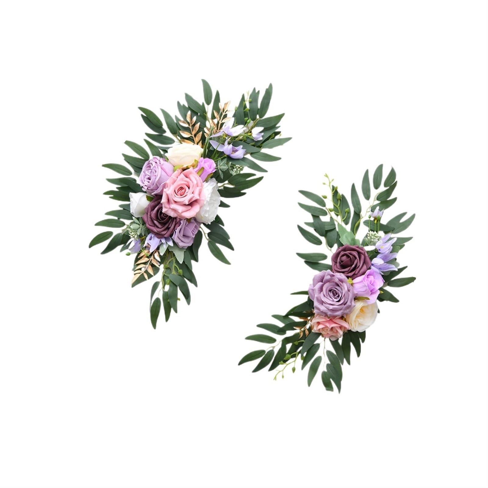 WJIAYAO Artificial Wedding Arch Flowers Kit 2Pcs Artificial Wedding Arch Flowers Kit Garlands Silk Floral Welcome Sign for Ceremony Party Reception(Color1)