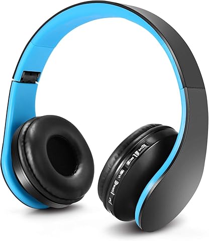 Zapig Wireless kids headphones with Microphone, Children's Wireless Bluetooth Headphones, Foldable bluetooth Stereo over-Ear kids headsets-Blue