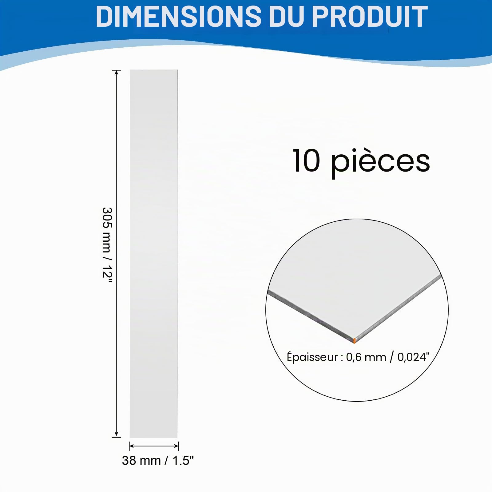 QUARKZMAN Cales En Acier Inoxydable 304, 12 Pouces x 1,5 Pouces x 0,024 Pouces Feuilles Métalliques Pour Remplissage Et Ajustement Plaque Métallique Plate Pour Remplissage 10Pcs