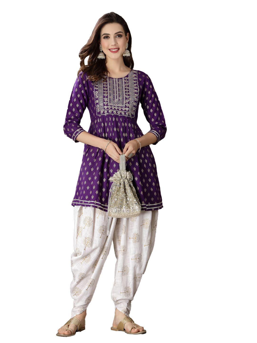 Stylum Women's Printed & Embroidered Rayon A-Line Kurti With Dhoti Pant - Review, Price and Buying Guide
