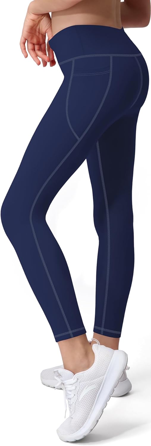 AENLLEY Girls Activewear Leggings with 2 Pockets - Kids Dance Workout Yoga Pants for Athletic Pack of 3 - Image 2