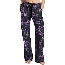 domirica Women Floral Wide Leg Pants Drawstring Elastic Waist Soft Comfy Lounge Pajama Casual Daily Boho Trousers
