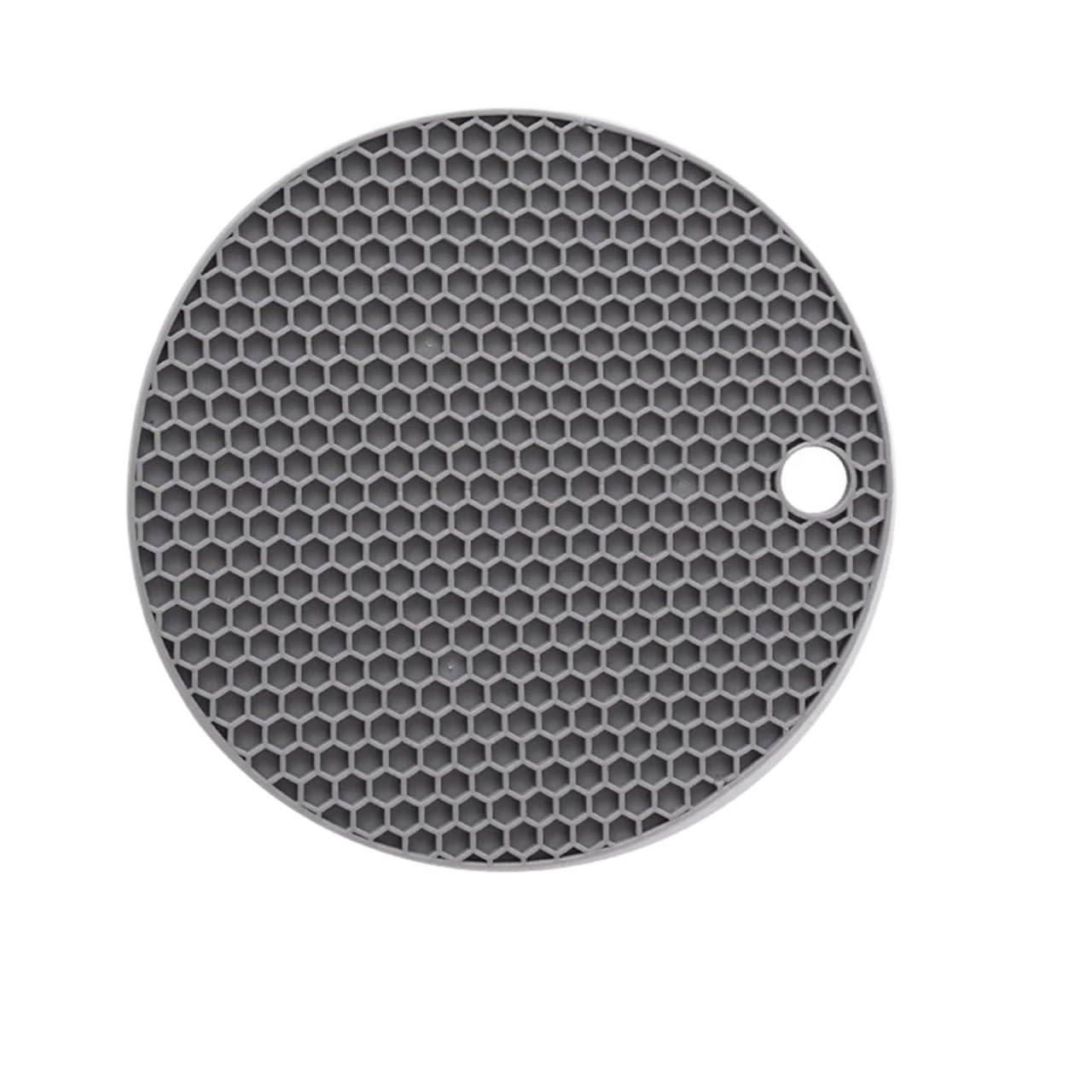3pcs Creative Table Placemat Coaster Anti-scald Kitchen Accessories Round Silicone Mat Household Heat-resistant Pan Pad For Table(Black,17cm)