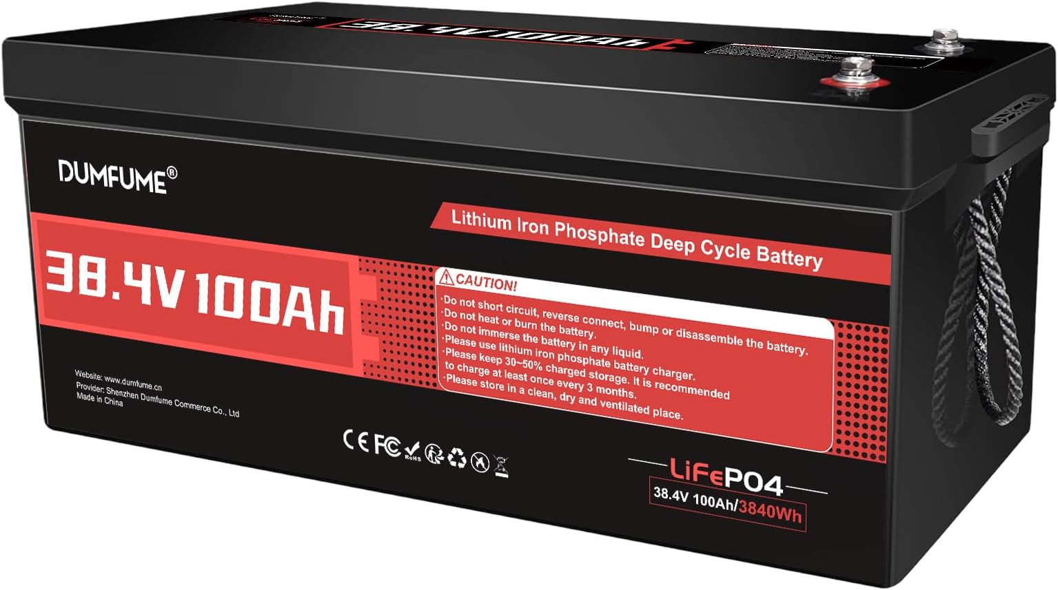 36V 100Ah LiFePO4 Lithium Battery Built-in 200A BMS & 15000 Cycles,3840W Motor Support,High Energy Density Golf Cart Battery,RV,Home Energy Storage,Off-grid Applications