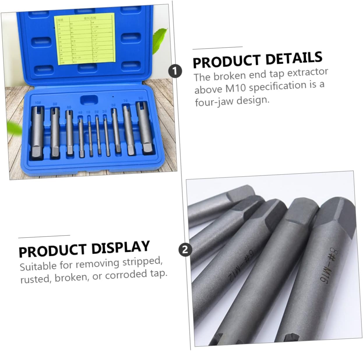 TEHAUX Alloy Screw Extractor Kit 10 Pcs Sturdy Broken Head Screw Removers with Storage Case for Household Use Universal Tool for and Bolts