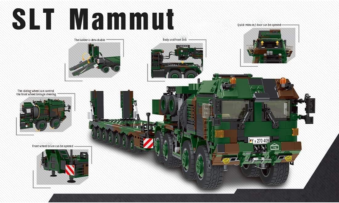 Militär Panzer Transporter Bausteine Bausatz 1912 Teile, WW2 Militär Panzerträger LKW Bausteine Modell Klemmbausteine Bauset Konstruktions Set