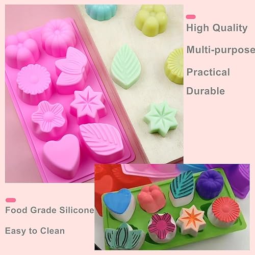 Miniatura 3 de 3 moldes en forma de flor y hoja, moldes de silicona para hornear, resistentes al calor, perfectos para pasteles, dulces, galletas, gelatina, jabón,