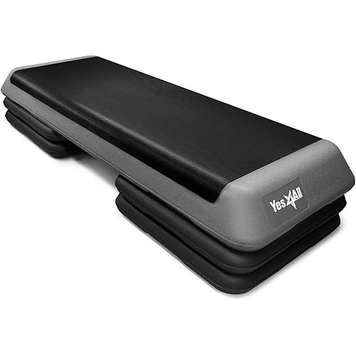 Yes4All Aerobic Exercise Workout Step Platform Health Club Size with 4 Adjustable Risers Included and Extra Risers Options