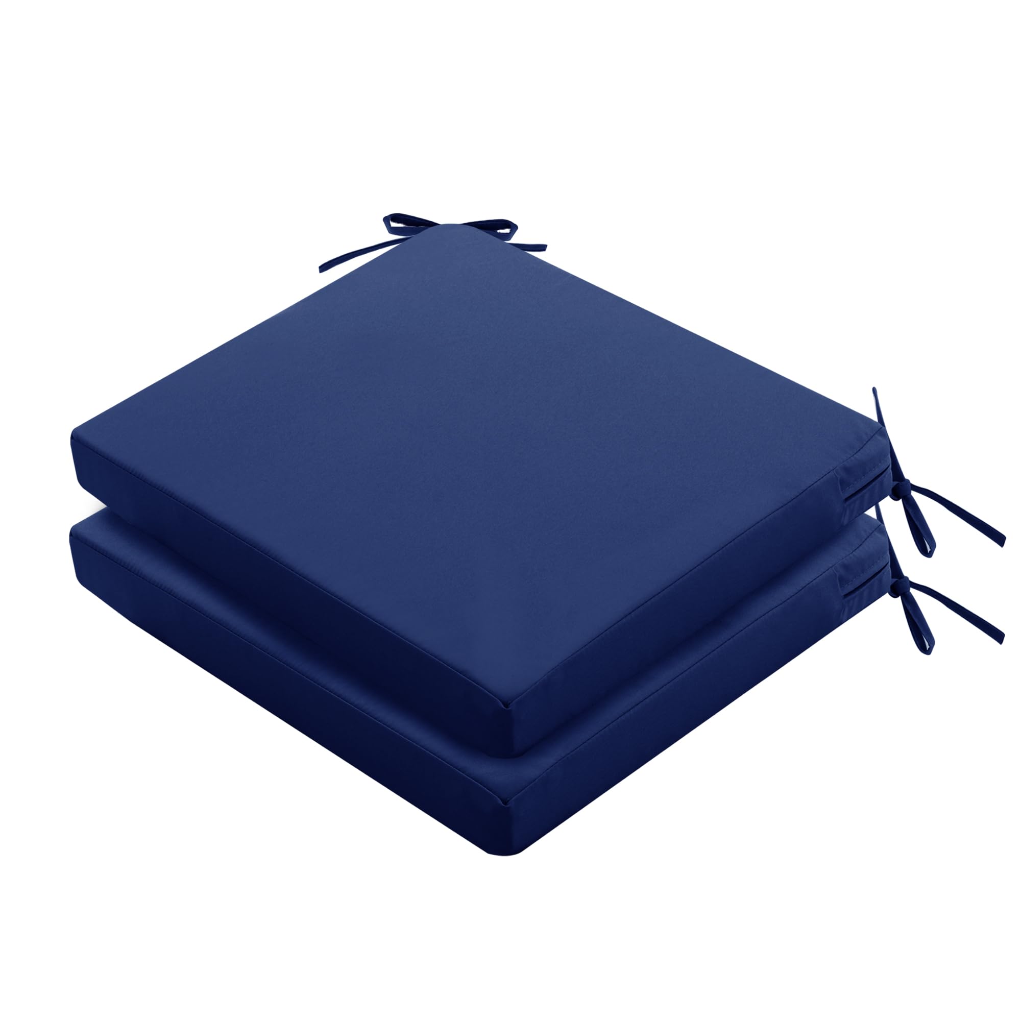 Outdoor Chair Cushions Set of 2: Waterproof & Color Fastness Seat Cushion for Patio Furniture ( 16 x 16 ) Chair Pads with Ties and Hidden Zipper - Patio Chair Cushion Replacement, Navy