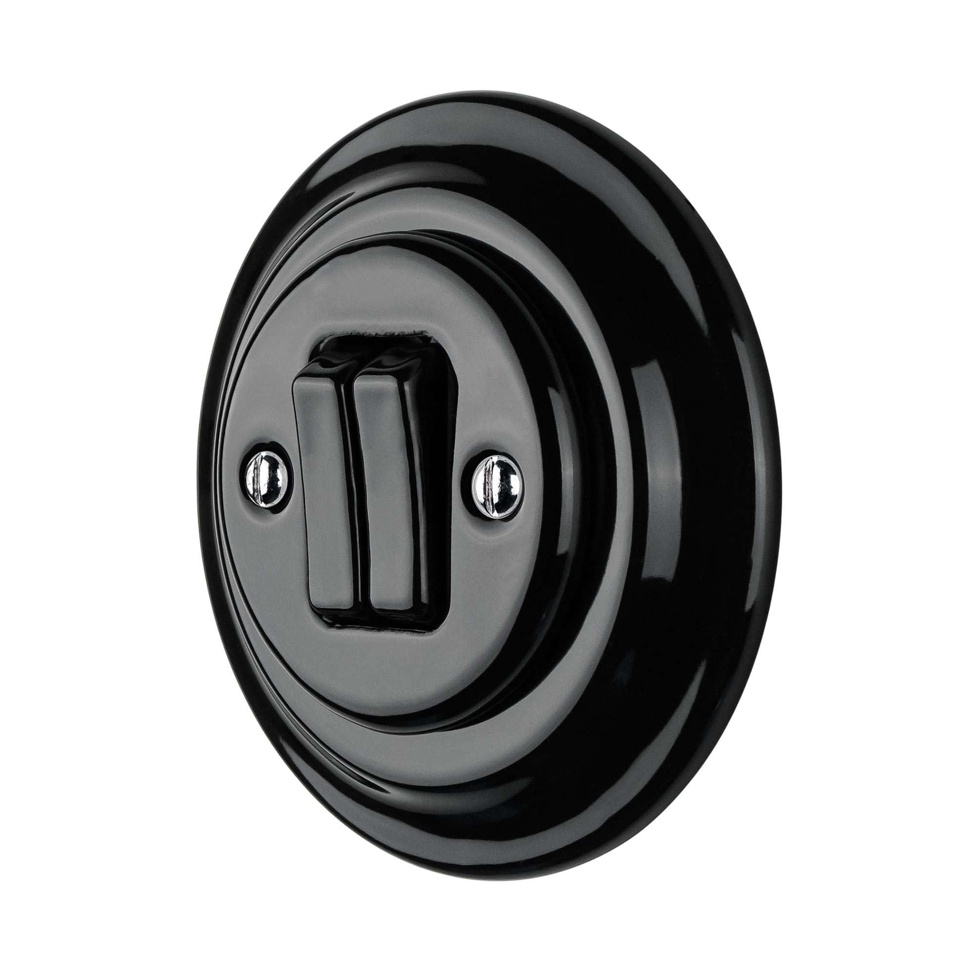 10 szt. - Lightstock Retro przełącznik podtynkowy z porcelany, 1-krotny, 2-biegunowy UP5S-10 (czarny)