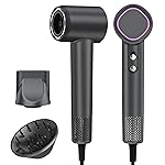 Hair Dryer, 160000 RPM High-Speed Brushless Motor with 500 Million Negative Ions, Professional Ionic Blow Dryer with Magnetic Diffuser & Nozzle,Lightweight for Home Travel Salon(Gray)