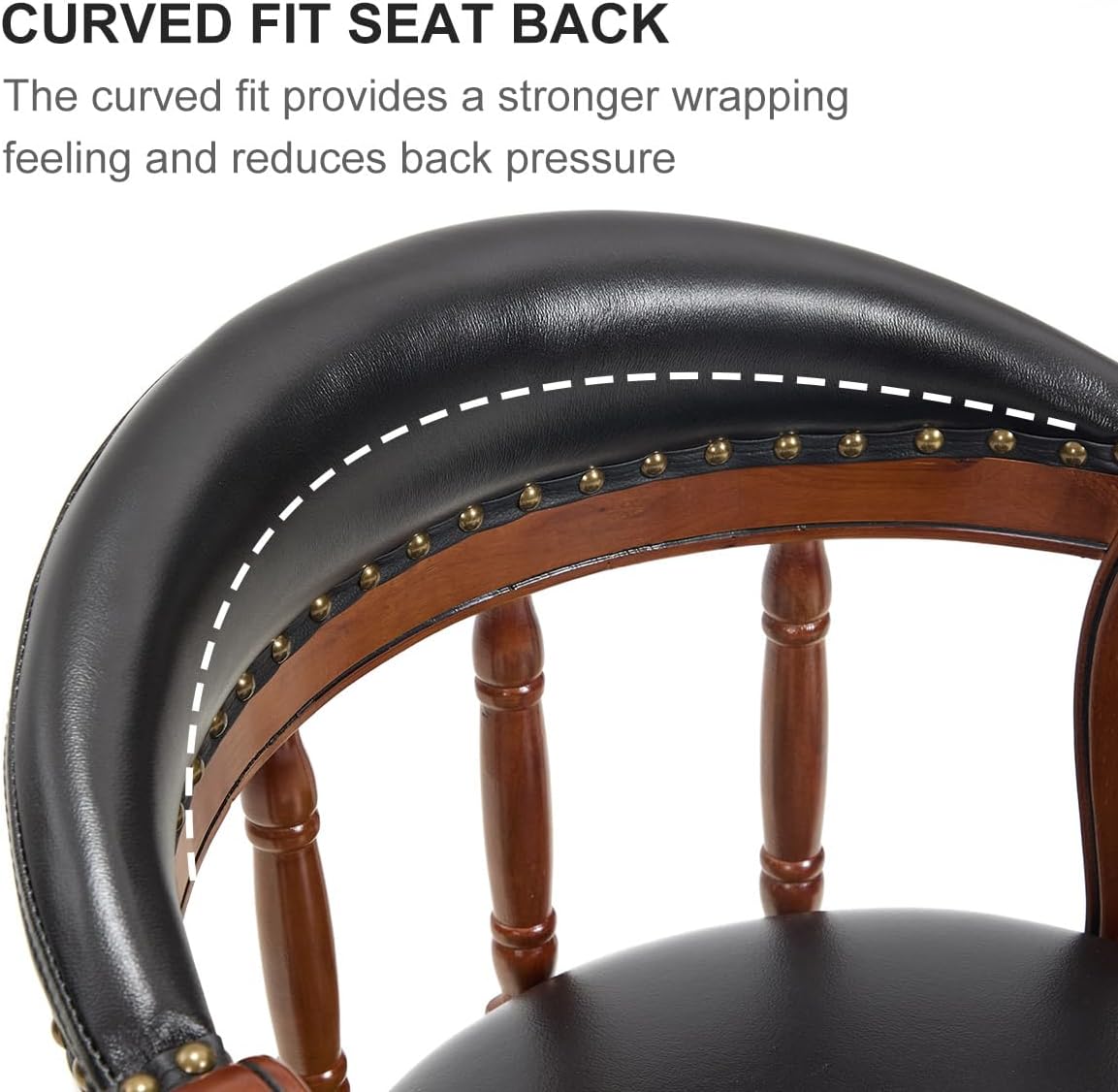 Cow top Leather Wooden Bar Stools, 26" Seat Counter Height Bar Chair with Back, 180 Degrees Swivel Bar Stools Chair for Home Kitchen Counter,Restaurant,1pc (Black-1pc, Counter Seat height 26in)